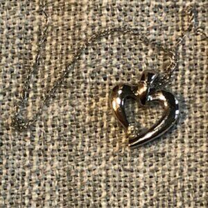 Diamond Pendant 14K White Gold Chain Heart Necklace Valentine Perfect